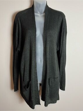 Eileen Fisher 100% Organic Linen Dark Green System Cardigan Size XL